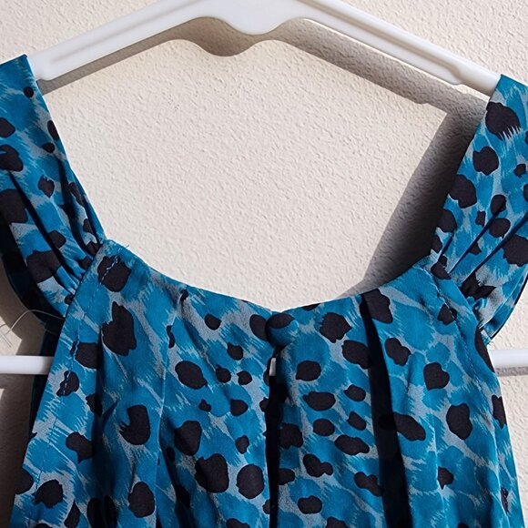 NWOT Ann Taylor Blue/Black Abstract Animal Print Halter Top Size 0 - Picture 11 of 15
